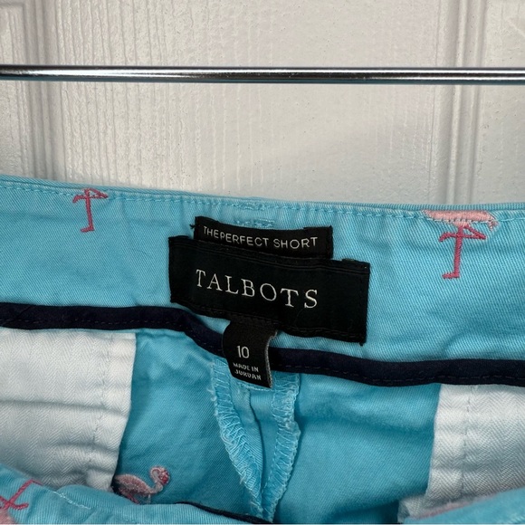 Talbots Women's Blue Pink Flamingo Print Chino The Perfect Short Size 10 GUC - Picture 3 of 5